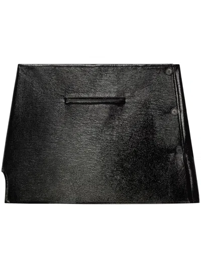 COURRÈGES BLACK OBLIQUE VINYL MINI SKIRT