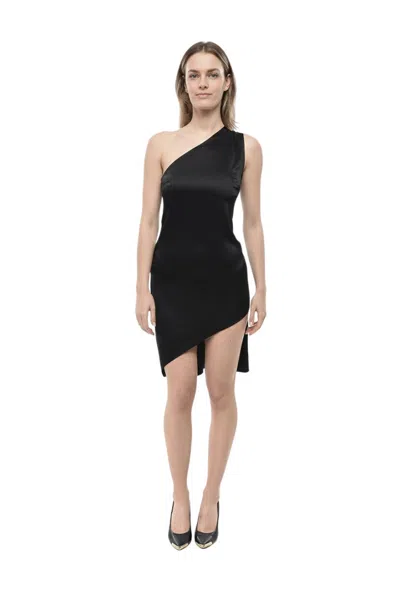 Courrèges Black One Shoulder Mini Dress In Blue