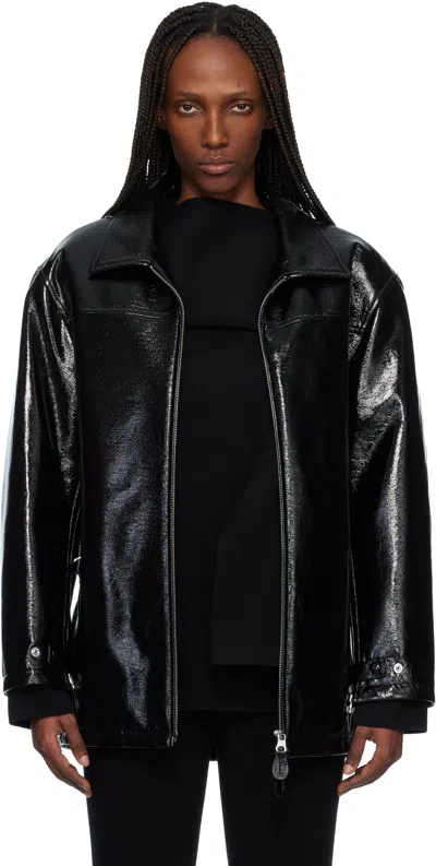 Courrèges Black Oversized Vinyl Jacket
