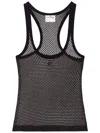 Courrèges Black Mesh Tank Top In Cotton In Black