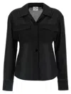 Courrèges Double Pocket Collared Shirt With Cuffed Sleeves In Black