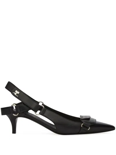 COURRÈGES COURRÈGES BLACK POINTED TOE SLINGBACK HEELS