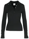 Courrèges Fitted Ribbed Long-sleeve Top With Unique Collar In Black