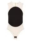 Courrèges Illusion Mesh And Duchesse-satin Bodysuit In Black