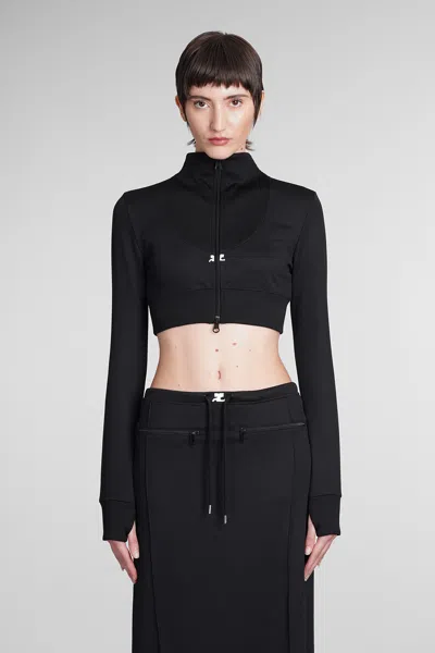 COURRÈGES BLACK POLYESTER SWEATSHIRT
