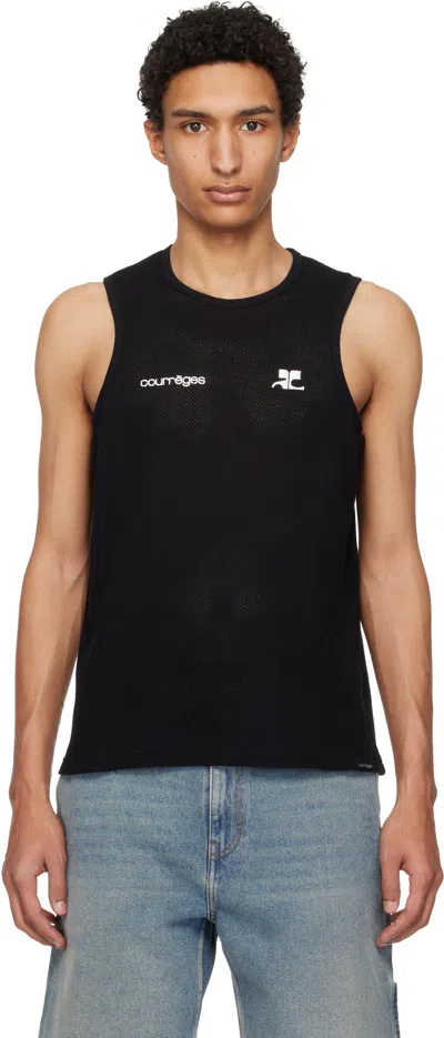 Courrèges Black Printed Mesh Tank Top