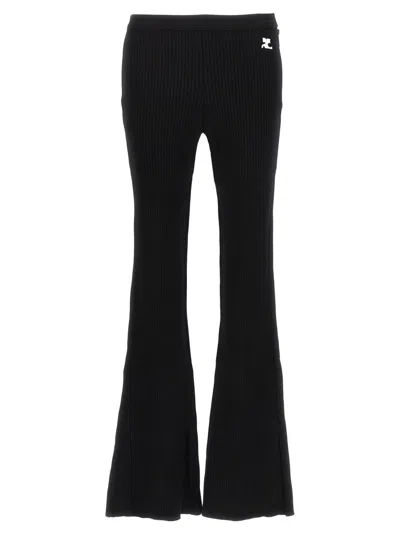 COURRÈGES BLACK REEDITION RIB KNIT PANTS
