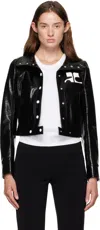 Courrèges Textured Vinyl Crop Jacket In Black
