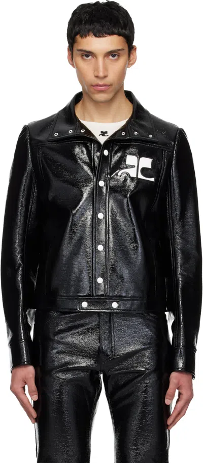 Courrèges Black Reedition Vinyl Jacket In Multi