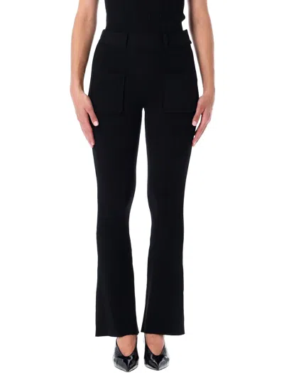 COURRÈGES COURRÈGES BLACK RIB-KNIT PANTS WITH POCKETS