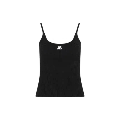 COURRÈGES BLACK RIB KNIT TANK TOP