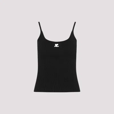 COURRÈGES BLACK RIB KNIT TANK TOP