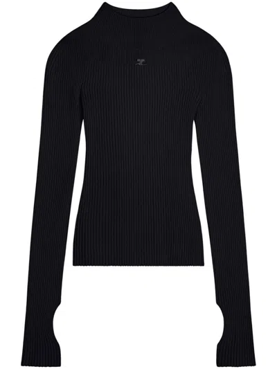 Courrèges Black Ribbed Jumper