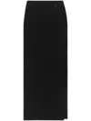 COURRÈGES BLACK RIBBED KNIT HIGH-WAISTED SKIRT WITH SIDE SLIT FOR WOMEN
