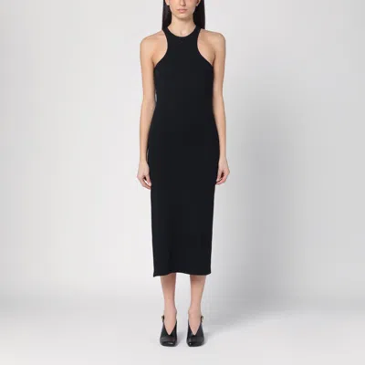 COURRÈGES BLACK RIBBED MIDI DRESS