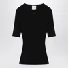 Courrèges Black Ribbed Sweater In Cotton And Wool