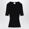 Courrèges Black Ribbed Sweater In Cotton And Wool