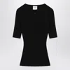 Courrèges Black Ribbed Sweater In Cotton And Wool