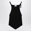 Courrèges Black Ribbed Top With Pointed Hem
