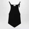 Courrèges Black Ribbed Top With Pointed Hem