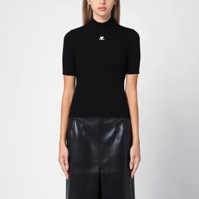 Courrèges Black Ribbed Turtleneck Sweater