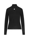 Courrèges Logo Knitted Turtle-neck Sweater In Black