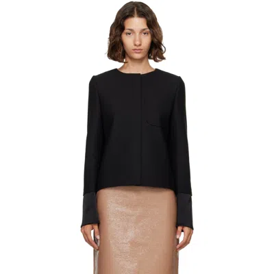Courrèges Black Satin Details Tailored Jacket