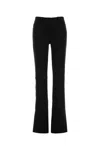 Courrèges Satin Trousers With Flared Hem And Pockets In Black