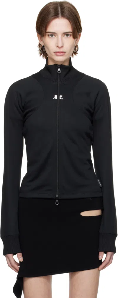 COURRÈGES BLACK SCUBA INTERLOCK TRACK JACKET
