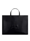 Courrèges Black 'heritage' Shopping Bag In Leather With Logo In Black