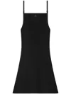 Courrèges Abito Corto In Viscosa A Coste Con Ricamo Logo In Black