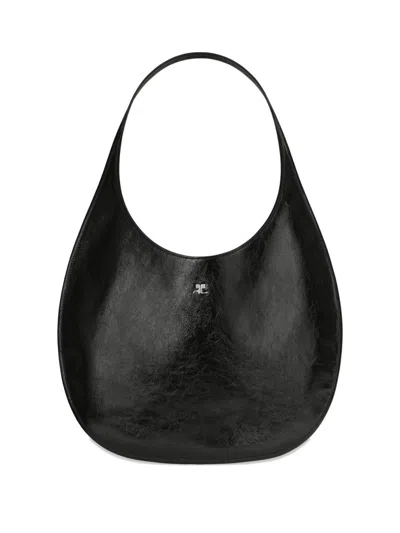 Courrèges Black Shoulder Bag With Logo Courreges In Pattern