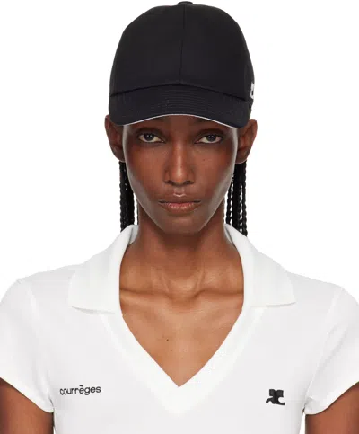 Courrèges Black Signature 'ac' Cotton Cap
