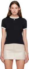 Courrèges Black Bumpy Contrast Logo T-shirt In Black