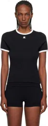 Courrèges Courreges Women Cotton T Shirt With Contrasting Profiles In Black