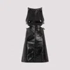 Courrèges Buckle-detailed Patent-finish Minidress In Black
