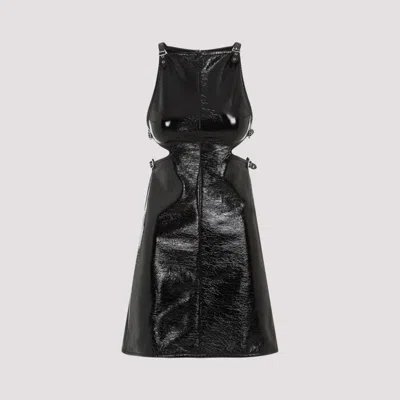 COURRÈGES BLACK SLASH BUCKLE VINYL DRESS