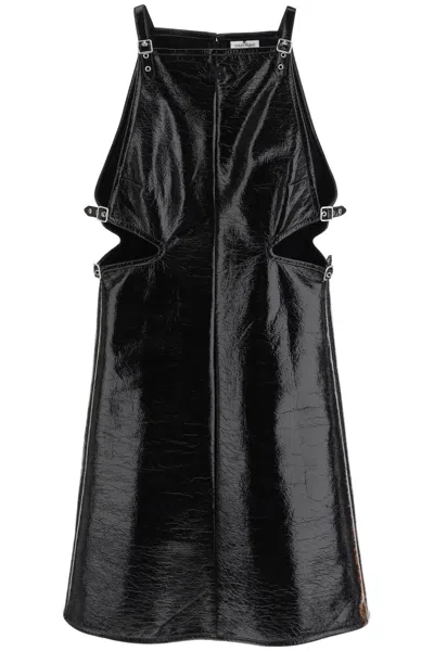Courrèges Black Slash Buckle Vinyl Dress For Women