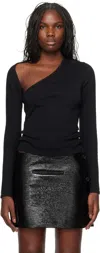 Courrèges Slash Logo Top In Black Fabric In 9999 Black