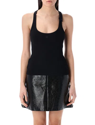 COURRÈGES BLACK SLEEVELESS TANK TOP