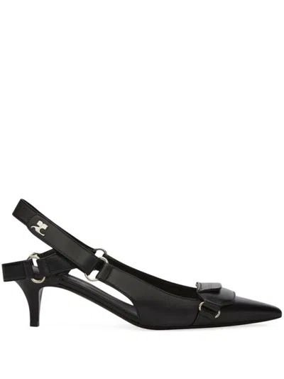 Courrèges Racer Pointed-toe Slingback Pumps In Black