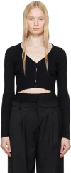 Shop Courrèges Black Solar Light Rib Cardigan