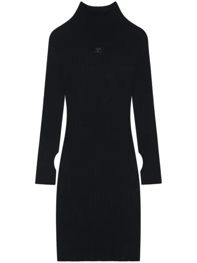 Courrèges Courreges Short Ribbed Dress In Black
