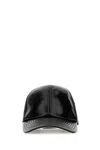Courrèges Glossy Black Baseball Cap With Structured Silhouette In Black