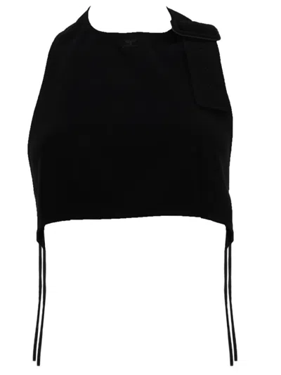 Courrèges Short-sleeved Halter Top In Black