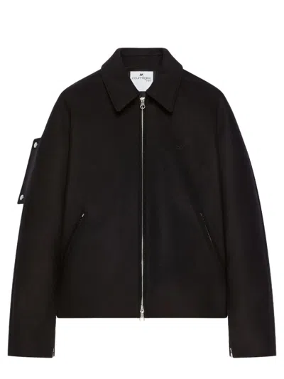 Courrèges Black Solid Shirt Collar Jacket