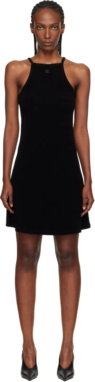 Courrèges Black Spongy Heritage Minidress