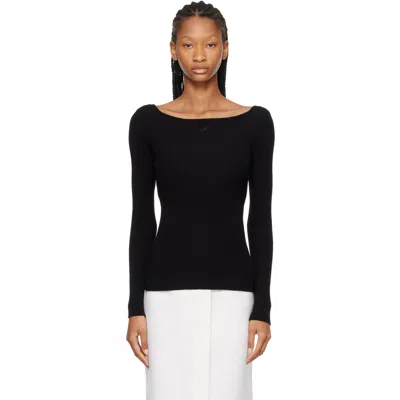 Courrèges Black Square Neck Rib Knit Sweater In 9999 Black