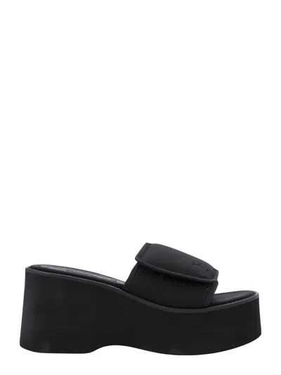 COURRÈGES BLACK STRETCH POLYESTER BLEND SCUSA WAVE SLIPPERS
