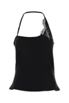 Courrèges Asymmetric Satin Top Lace Detail In Black